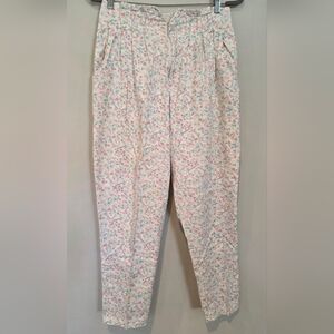 C'est Joli By Laura Vintage Cotton pleated front High Waisted Floral Pants